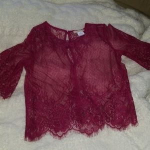 Burgandy lace shirt